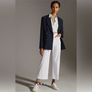 The Colette Cropped Wide-Leg Pants by Maeve White Anthropologie Size 30P